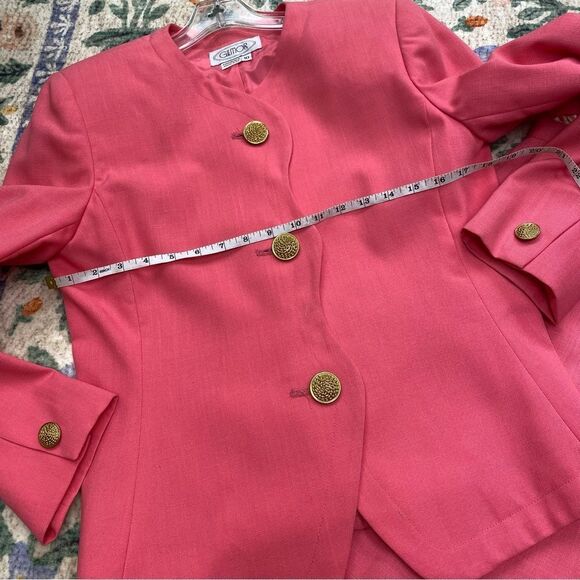 Vintage Gilmor Suit Blazer and Skirt Women’s Pink Barbie Career Fully Lined 10 - Picture 4 of 12
